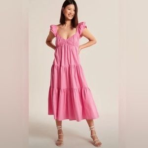 Abercrombie Ruffle Sleeve Poplin Midaxi Dress